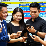 **

Prompt: "A diverse group of Malaysians investing using their smartphones. Depict scenes showing stocks, real estate, and unit trust options on their screens. Show a sense of financial literacy and empowerment."

**